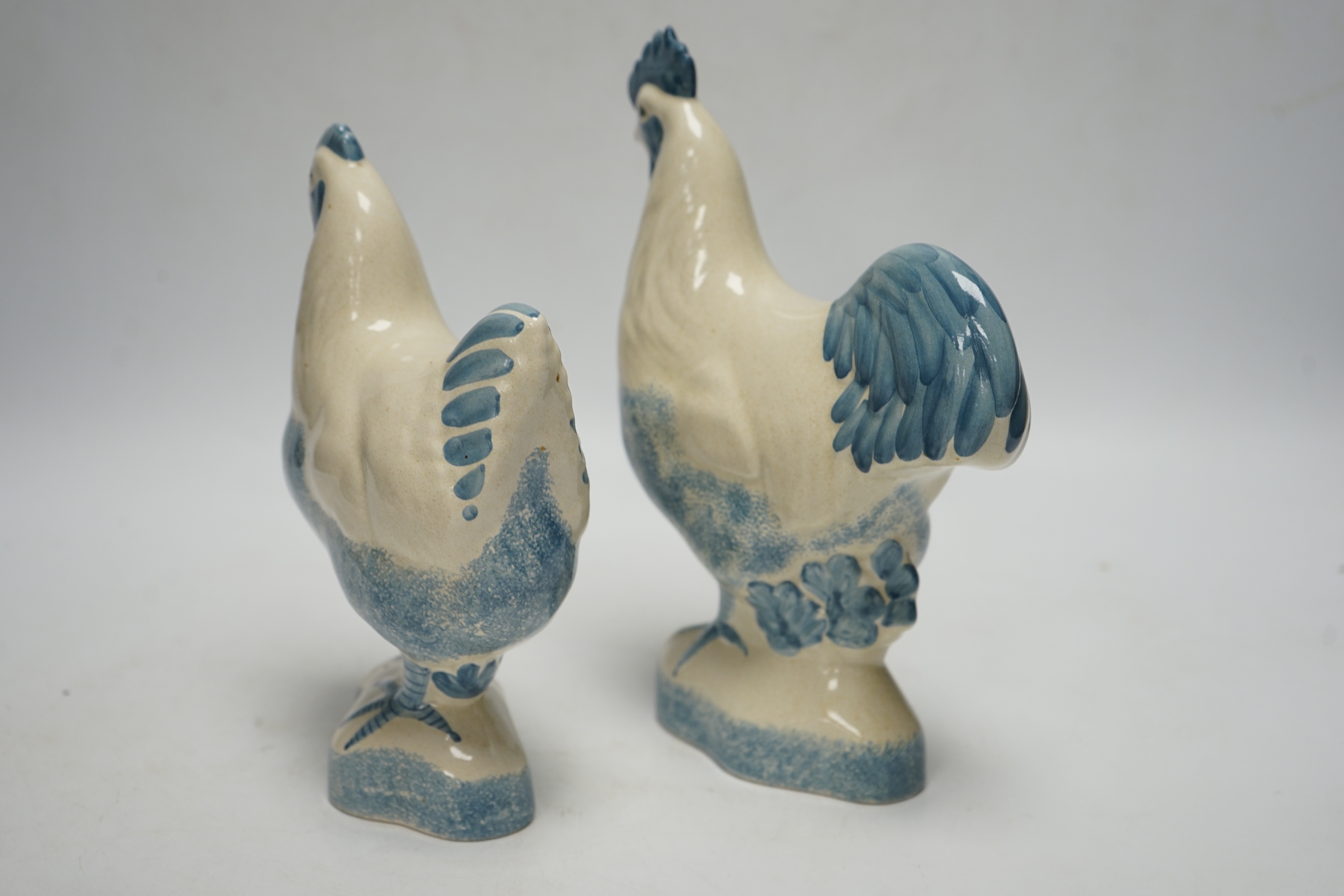 Four pieces of Rye Pottery to include a sow, ram, chicken and cockerel, 22cm
